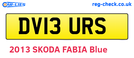 DV13URS are the vehicle registration plates.