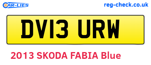 DV13URW are the vehicle registration plates.