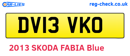 DV13VKO are the vehicle registration plates.