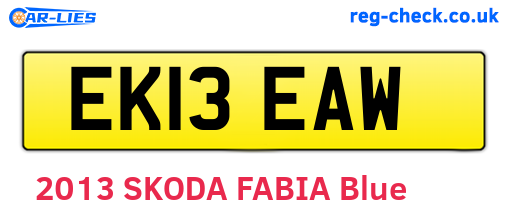 EK13EAW are the vehicle registration plates.