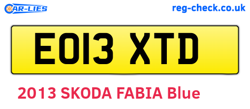 EO13XTD are the vehicle registration plates.