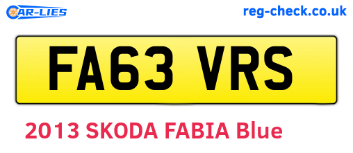 FA63VRS are the vehicle registration plates.