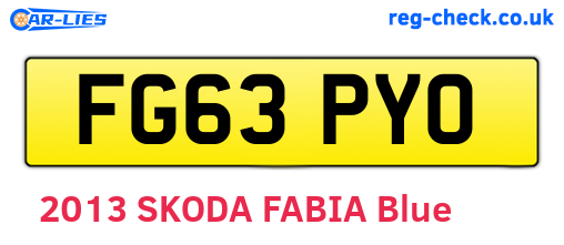FG63PYO are the vehicle registration plates.