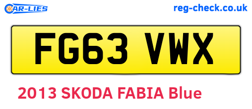 FG63VWX are the vehicle registration plates.