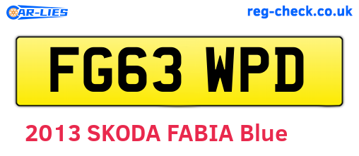 FG63WPD are the vehicle registration plates.