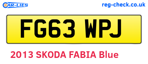 FG63WPJ are the vehicle registration plates.