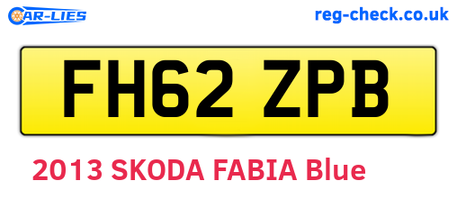 FH62ZPB are the vehicle registration plates.
