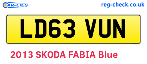 LD63VUN are the vehicle registration plates.