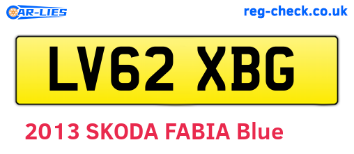 LV62XBG are the vehicle registration plates.