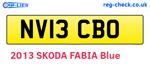 NV13CBO are the vehicle registration plates.