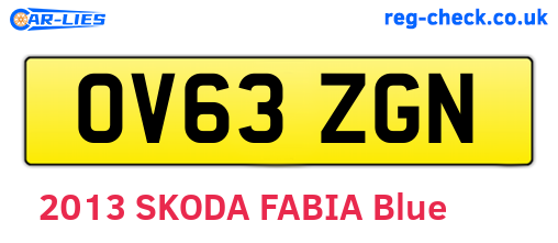 OV63ZGN are the vehicle registration plates.