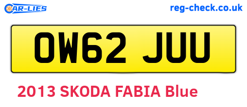 OW62JUU are the vehicle registration plates.