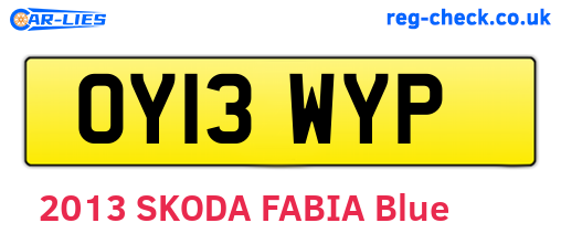 OY13WYP are the vehicle registration plates.