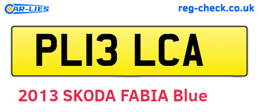 PL13LCA are the vehicle registration plates.