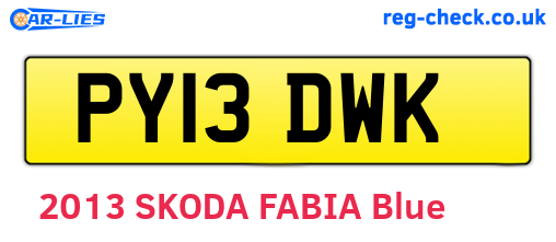 PY13DWK are the vehicle registration plates.
