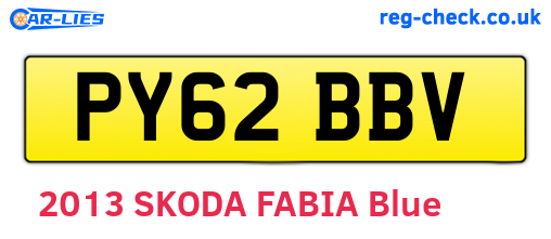 PY62BBV are the vehicle registration plates.