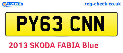 PY63CNN are the vehicle registration plates.