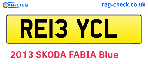 RE13YCL are the vehicle registration plates.
