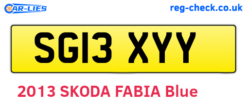 SG13XYY are the vehicle registration plates.