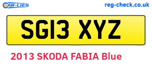 SG13XYZ are the vehicle registration plates.