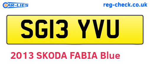 SG13YVU are the vehicle registration plates.