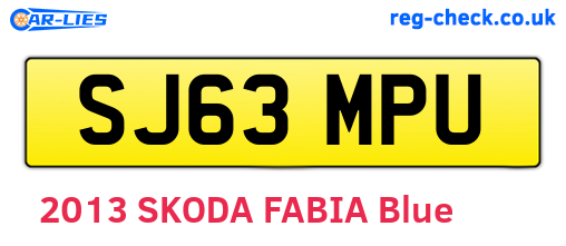 SJ63MPU are the vehicle registration plates.