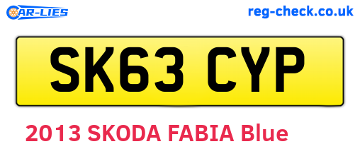 SK63CYP are the vehicle registration plates.