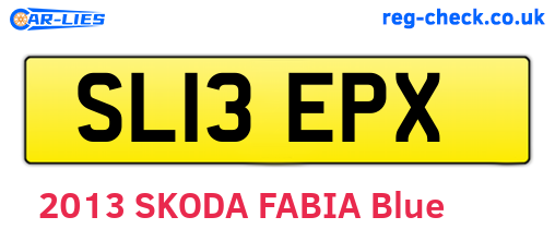 SL13EPX are the vehicle registration plates.