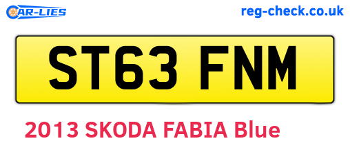 ST63FNM are the vehicle registration plates.