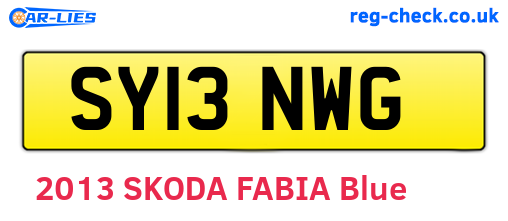 SY13NWG are the vehicle registration plates.