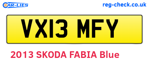 VX13MFY are the vehicle registration plates.