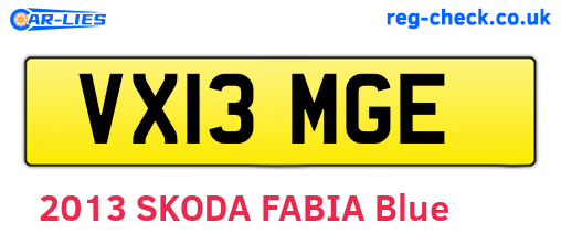 VX13MGE are the vehicle registration plates.