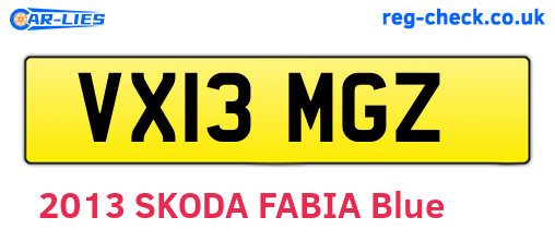 VX13MGZ are the vehicle registration plates.