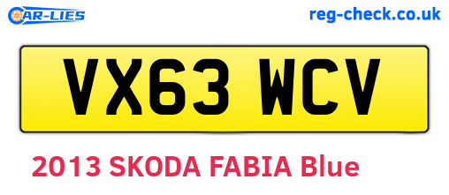 VX63WCV are the vehicle registration plates.