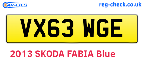 VX63WGE are the vehicle registration plates.