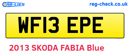 WF13EPE are the vehicle registration plates.