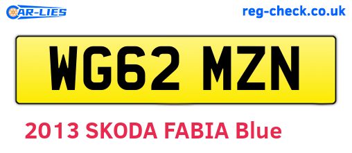 WG62MZN are the vehicle registration plates.