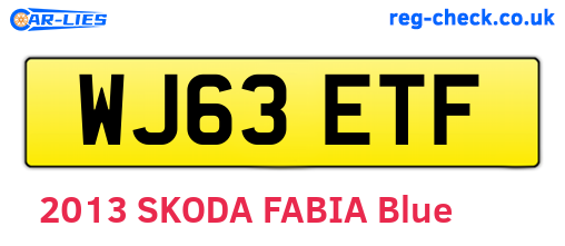 WJ63ETF are the vehicle registration plates.