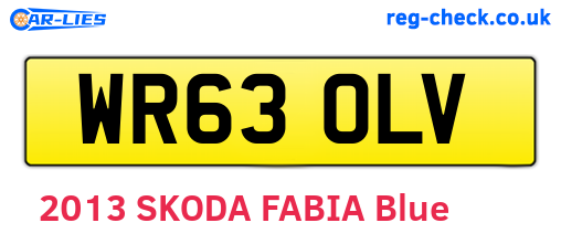 WR63OLV are the vehicle registration plates.