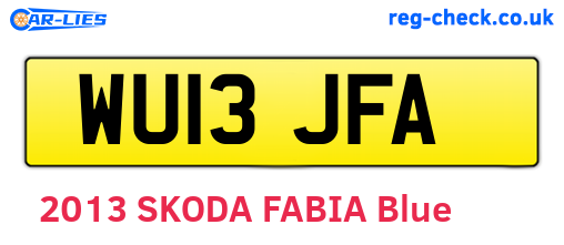 WU13JFA are the vehicle registration plates.
