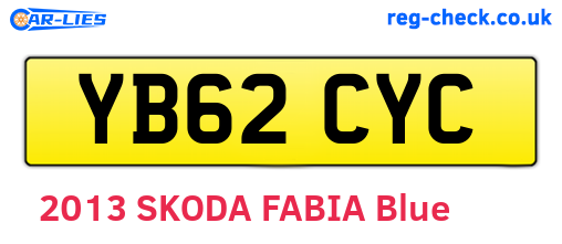 YB62CYC are the vehicle registration plates.