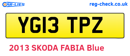 YG13TPZ are the vehicle registration plates.