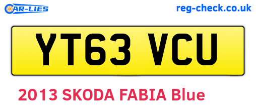 YT63VCU are the vehicle registration plates.