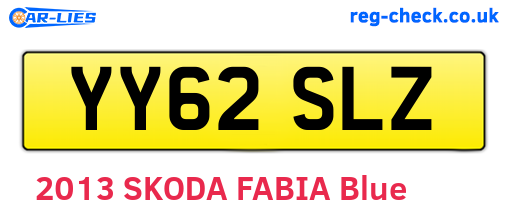 YY62SLZ are the vehicle registration plates.