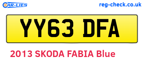 YY63DFA are the vehicle registration plates.