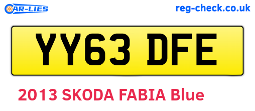 YY63DFE are the vehicle registration plates.