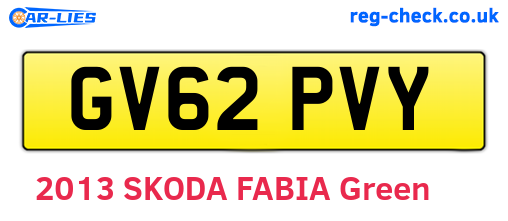 GV62PVY are the vehicle registration plates.