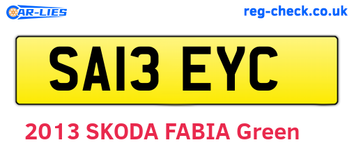 SA13EYC are the vehicle registration plates.
