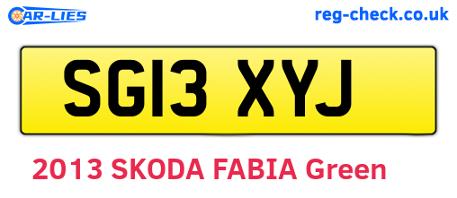 SG13XYJ are the vehicle registration plates.