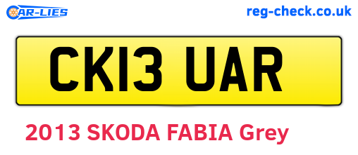 CK13UAR are the vehicle registration plates.
